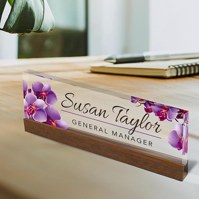 Artblox Personalized Office Desk Name Plate and Business Card Holder | Clear - Image 2