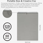 Fuxi Toned Gray Sketchbook 8x10, 60 Sheets Acid-Free Drawing Paper, Spiral - Image 2