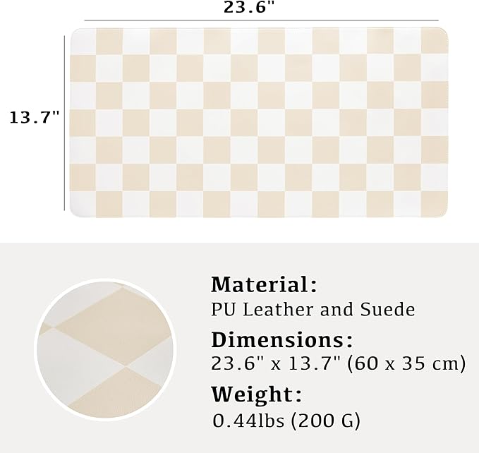 Ohocut Checkered Desk Mat, Large Cute Aesthetic Retro PU Leather Computer - Image 7