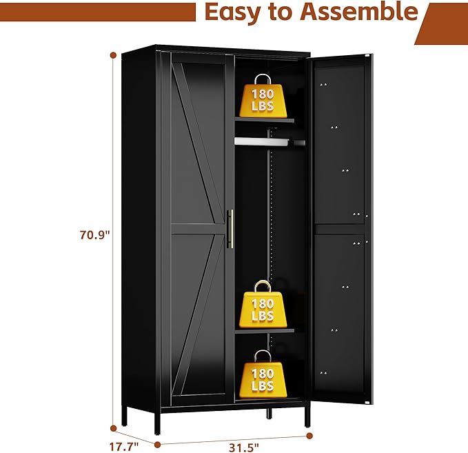 SUPEER Metal Wardrobe Cabinet - Image 2