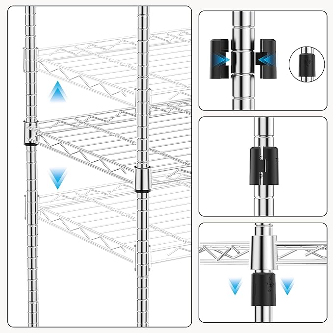 M MZG 1250 lbs 5 Tier Shelf Metal Storage Shelves Wire Rack Closet Organizers - Image 4