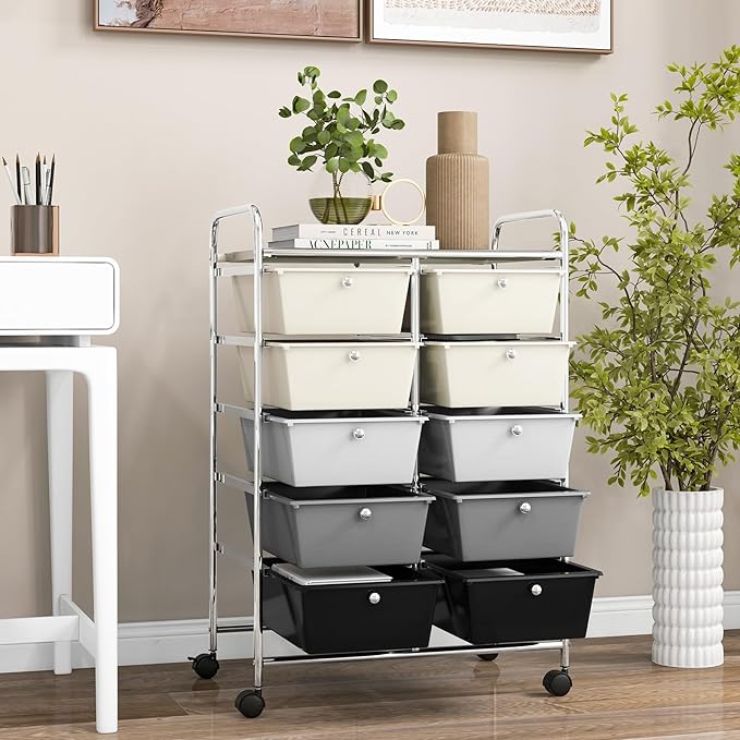GOFLAME 10-Drawer Rolling Storage Cart, Art Craft Storage Organizer on Wheels - Image 8