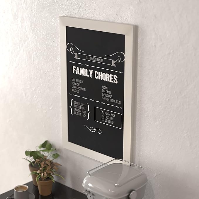 HBCY Creations 20" X 30" Matte White Solid Wood Frame Wall Chalkboard, Magnetic - Image 6