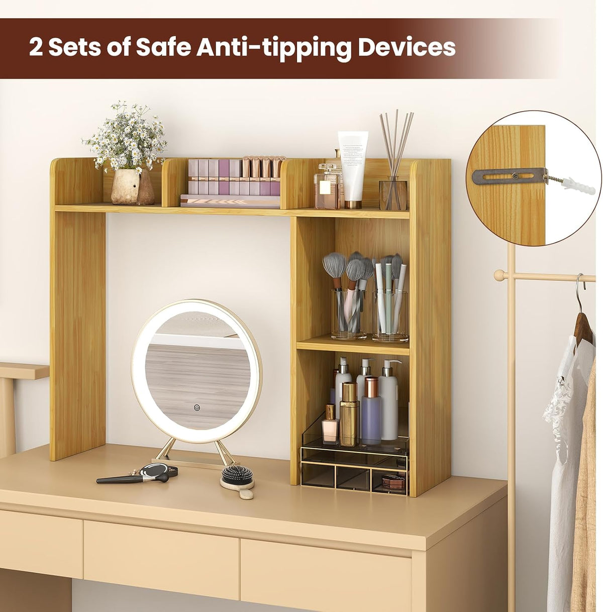 Desktop Bookshelf, 3-Tier Wood Countertop Bookcase with 5 Shelves, Desk Hutch...