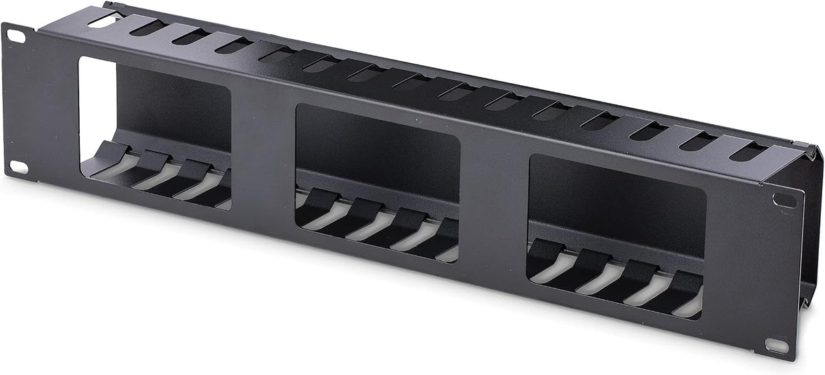 StarTech Horizontal 2U Rack Finger Duct with Cover, 19in Steel Wire Duct
