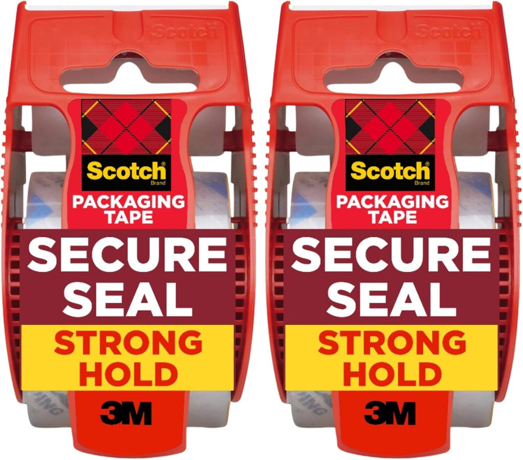 Scotch Ultra Clear Packaging Tape, 2 Rolls Clear Packing Tape with Handheld Dispensers, 1.88 in x 800 in (22.2 yd), Transparent Box Sealing Tape for Shipping, Moving, Mailing and Storage Boxes