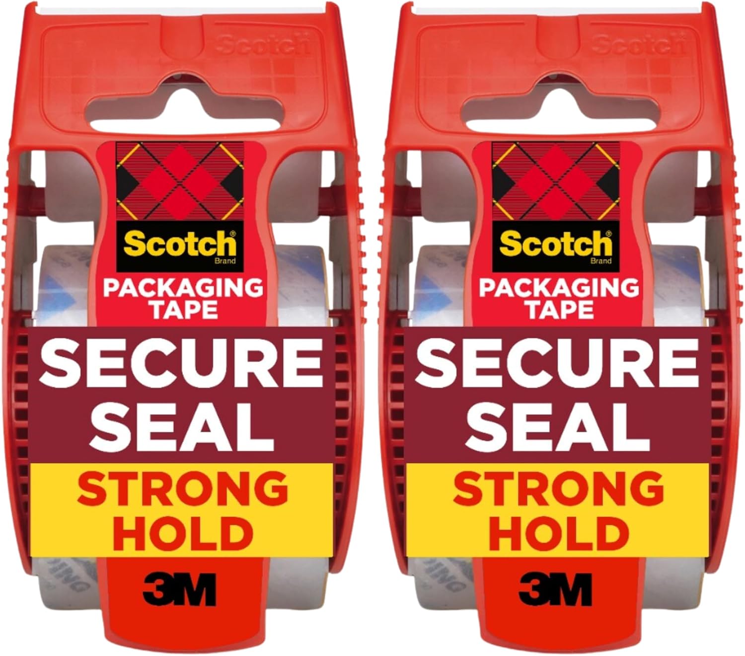 Scotch Ultra Clear Packaging Tape, 2 Rolls Clear Packing Tape with Handheld Dispensers, 1.88 in x 800 in (22.2 yd), Transparent Box Sealing Tape for Shipping, Moving, Mailing and Storage Boxes