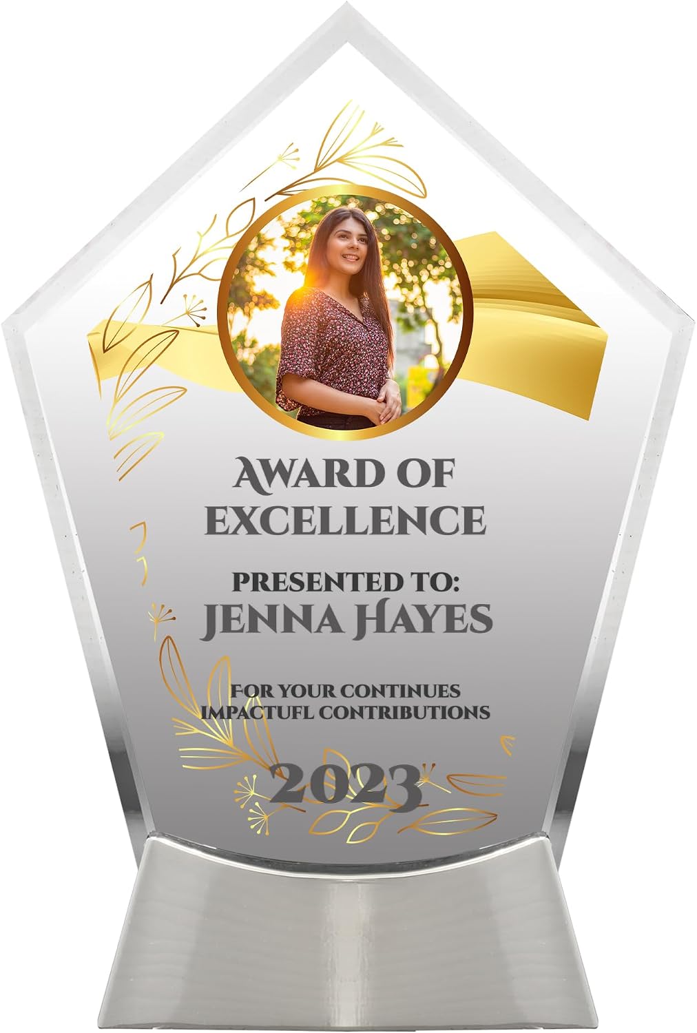 7 1/2" Personalized Glass Plaque for Awards and Trophies Custom Award for Employee of the Month, Retirement, Leadership and Appreciation Gift Awards (D7)