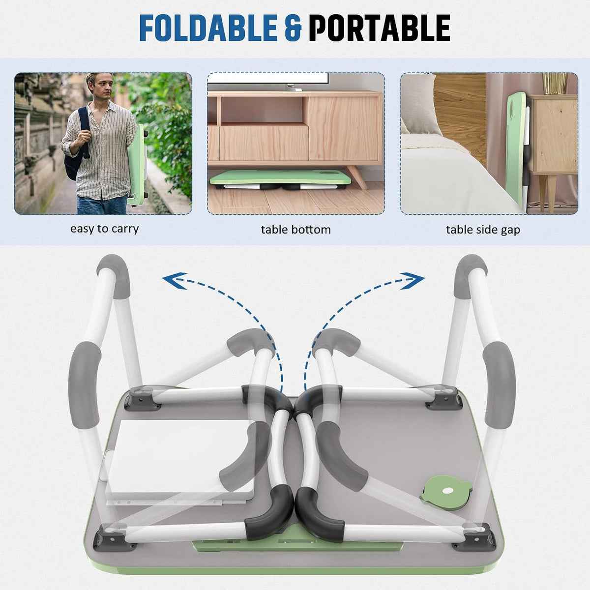 Fayquaze Portable Foldable Laptop Bed Desk with Storage Drawer and Cup Holder...