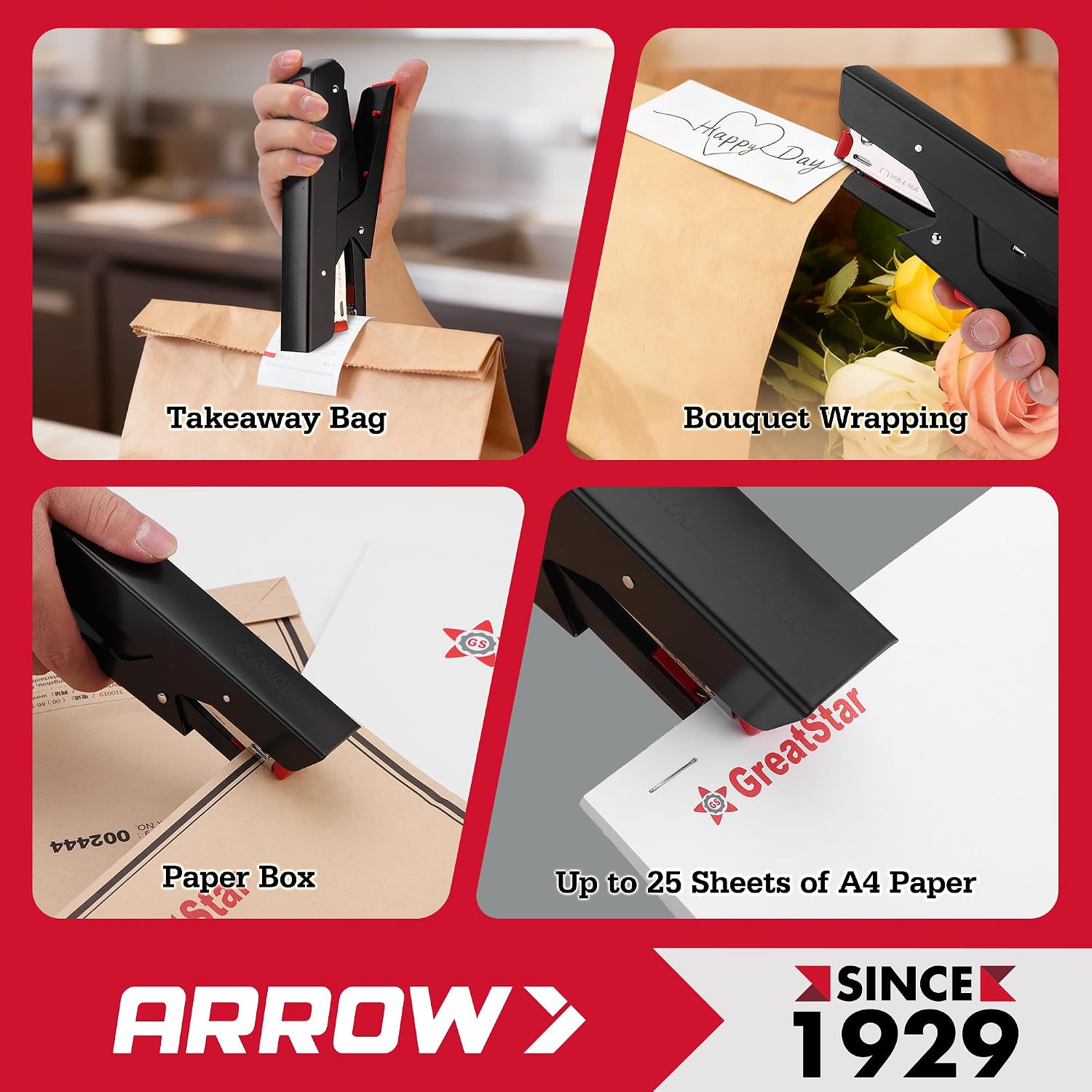 Arrow Plier Stapler Set, Metal Hand Stapler with 2520 Staples | Full Strip, 25 Sheet Capacity, Dual-Mode Anvil, One-Touch Staple Loading, Ergonomic Grip, For Office, School, Packaging