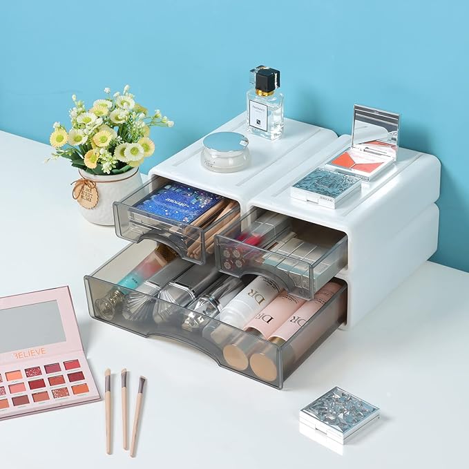 OSteed White Desktop Drawers for Paper, Stackable Office Storage Drawers for - Image 2
