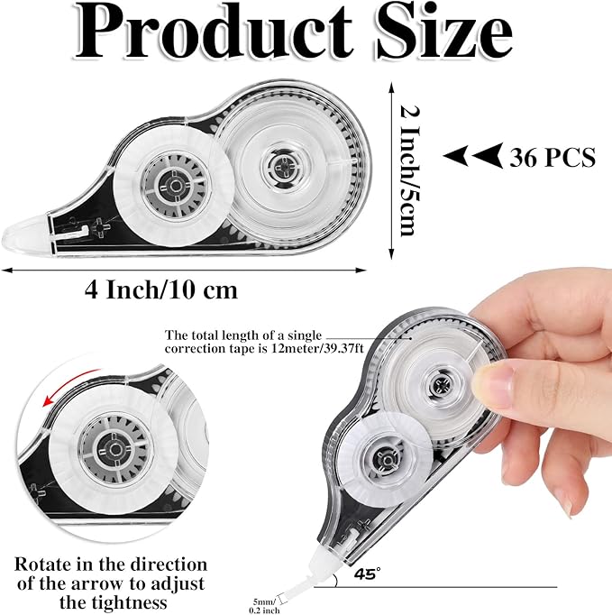 BESARME 36 Pack Correction Tapes, 39 Feet Each Correction Tape Easy To Use - Image 2