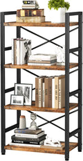 Homeiju Bookshelf, 4 Tier Small Bookcase, Organizers and Storage, Metal Small by Homeiju