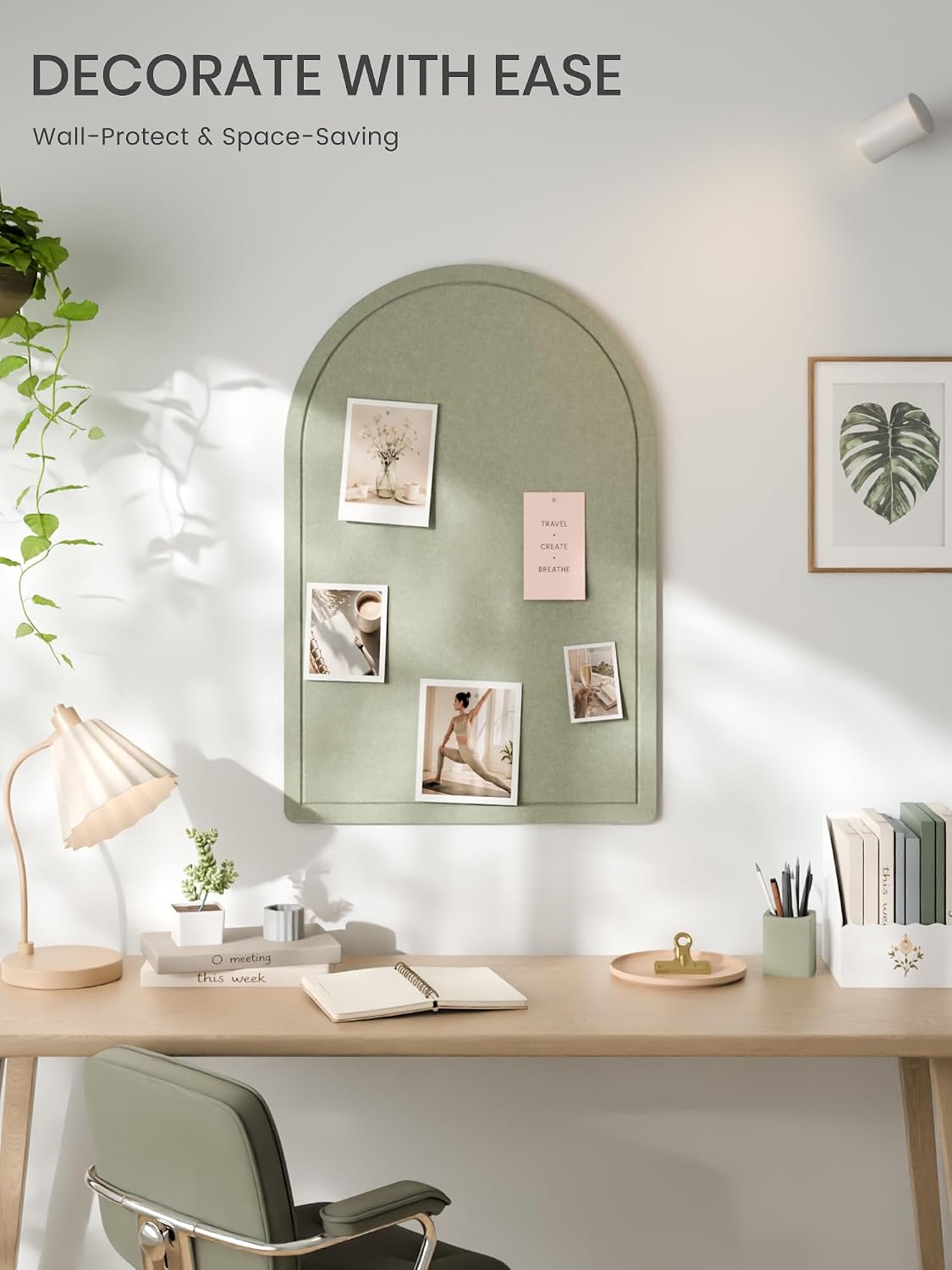 Large Arched Felt Bulletin Board 35.4''×23.6'', Sage