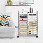 COSTWAY 15 Drawer Rolling Storage Cart, Utility Tools Paper Organizer on Wheels - Image 9