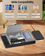Valet Tray with Wireless Charger, Nightstand Organizer, Leather Desk Drawer - Image 5