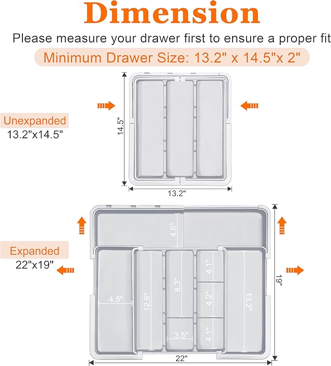 Spaclear Large Utensil Drawer Organizer Expandable Silverware Organizer - Image 4