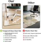Glass Chair Mat 30" x 48" Tempered Glass Office Chair Mat | Glass Desk Chair Mat with Round Corner and Polished Edge for Smooth Glide, Glass Floor Mat for Carpet Hardwood Floor