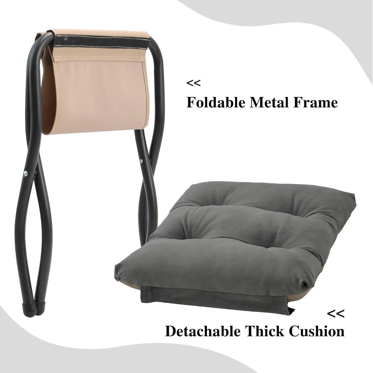 15"(h) folding ottoman, foldable footrest stool, portable small on a desk or shelf
