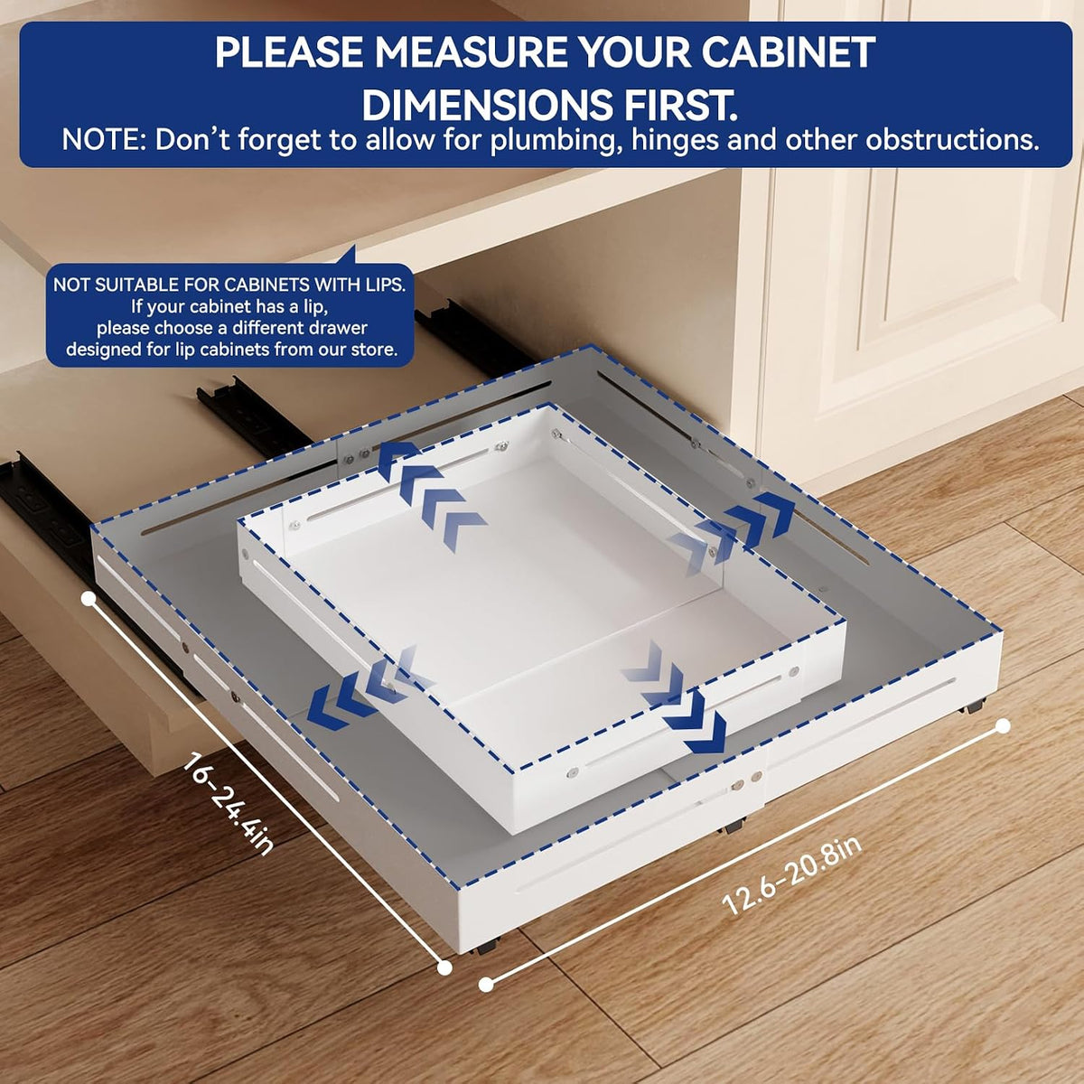 Pull out Cabinet Organizer, Full Metal Expandable Width (12.6"-20.8&quot...