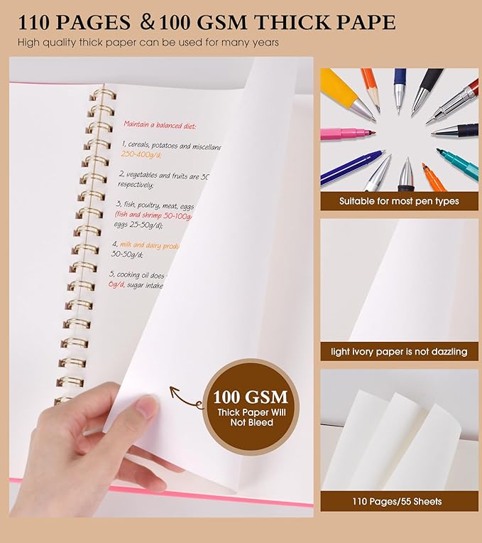Blank Spiral Notebook Journal 8.5” x 11”, A4 Large Pink Sketch Book - Image 4