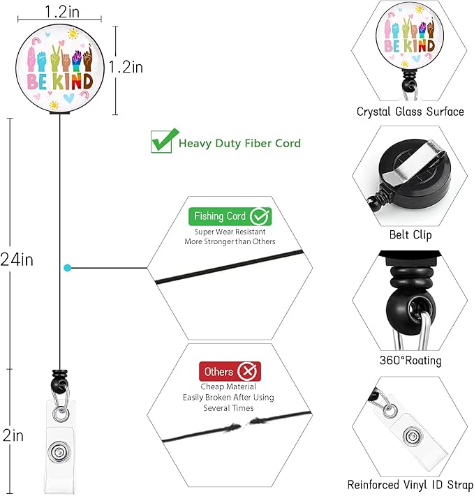 ID Badge Holder with Lanyard, Retractable Badge Holders Reels, Breakaway - Image 6