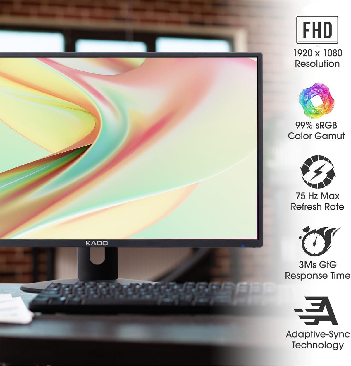 kado 2-pack dual 22" flat screen 1920x1080 75hz, close-up detail
