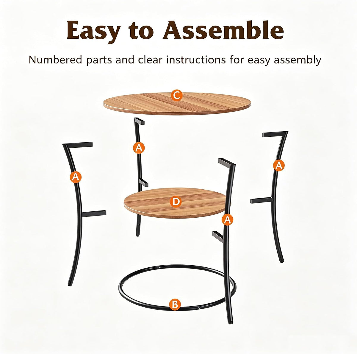WLIVE 2 Tier Round End Table Steel Frame Small Space Living Room Nightstand