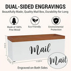 100% Real Wood Mail Organizer for Countertop, Dual-Sided Mail Script Design - Image 4
