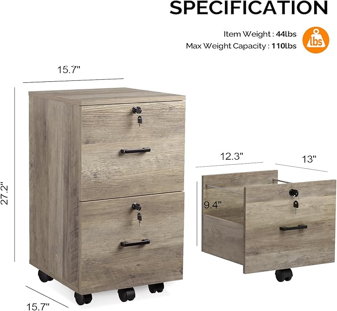 VINGLI 2 Drawer File Cabinet - Image 3
