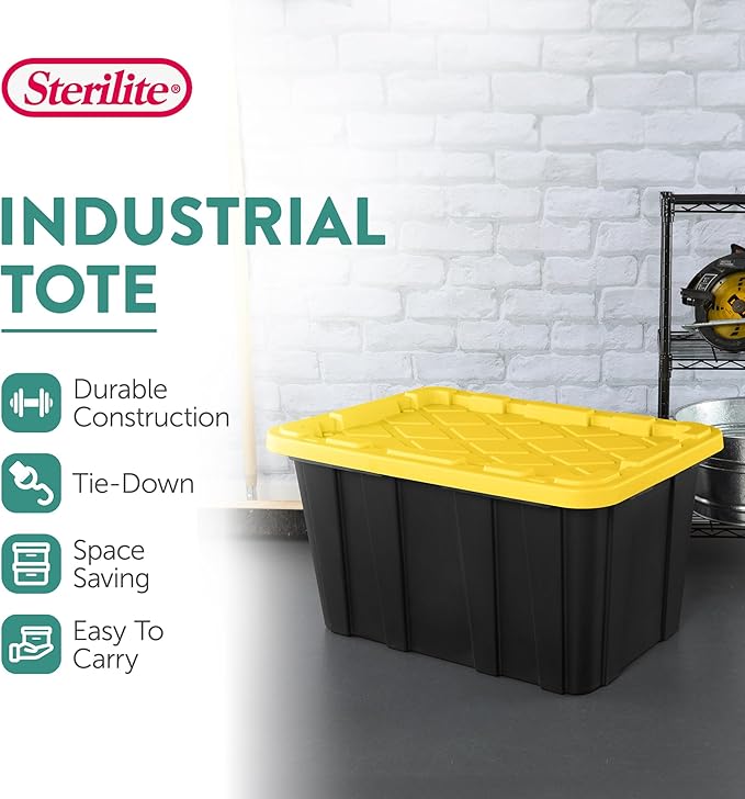 Sterilite 6-Pack Industrial Tote, Plastic Storage Container Bins - Image 3
