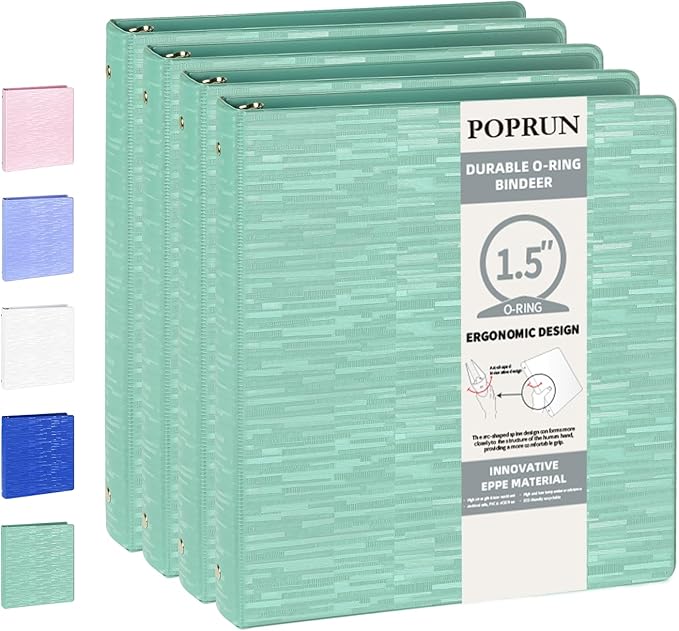 POPRUN 3 Ring Binder 1.5 Inch, Holds 325 Sheets of 8.5 x 11 Paper, Extra by POPRUN