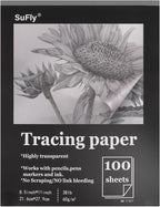Tracing Paper 8.5x11 inch, 100 Sheets Transparent Vellum Paper by SuFlyDirect