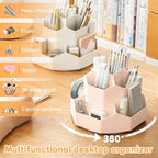 Pencil Pen Holder for Desk, 9 Slots 360 Degree Rotating Desk Organizers - Image 4