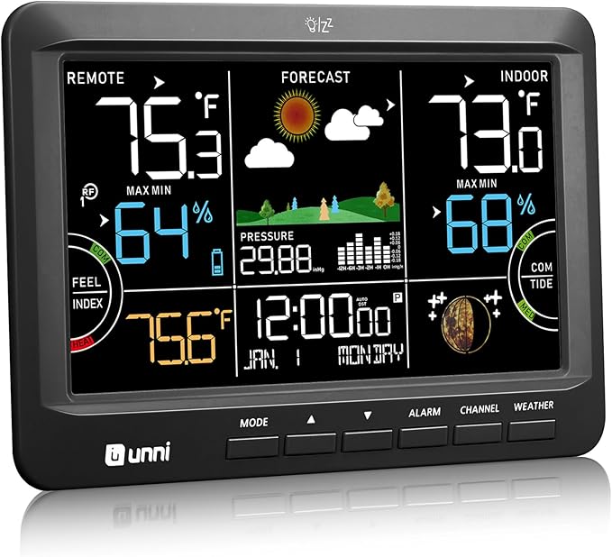 Weather Station Indoor Outdoor Thermometer Wireless, Home Atomic Clock by UUNNI