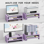 BONTEC Wooden Monitor Stand Riser, 2-Tier Desk Shelf - Image 4