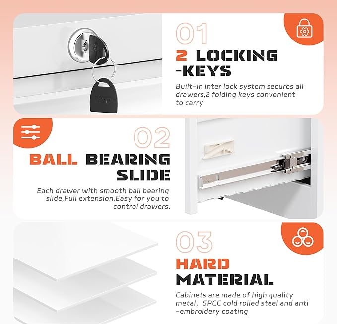 INTERGREAT 4 Drawer File Cabinet, A4 Files - Image 5