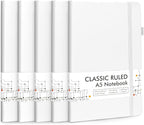 feela 5 Pack Notebooks Journals Bulk, Hardcover Notebook Classic Ruled Lined by feela