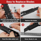 BIBURY 2 Pack Utility Knife, Heave Duty Full Stainless Steel Retractable Box - Image 5