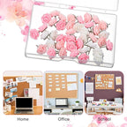 XLIUAX 40Pcs Flower Push Pins, Rose Thumb Tacks Cute Pink Thumbtacks - Image 6