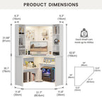 Corner Computer Desk with Hutch & Shelves and LED Reading Lights, White | 2 AC Outlets & USB & Type-C Charging Station, 3 Dimmable Lights, 6-Tiers Shelves, Fits Home Office, for Gaming and Work Use