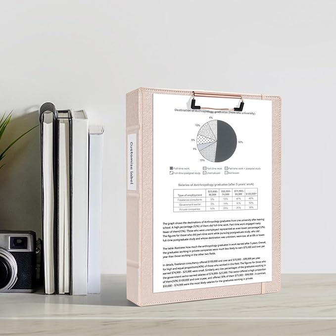 Ospelelf 3 Ring Binder with Clipboard, 1 Inch Leather, Letter Size, Clipboard - Image 2