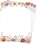 Flower Paper Stationery, Floral Letterhead Paper 8.5 x 11 Inches, 50 Sheets by THiNKABLE
