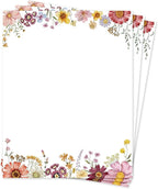 Flower Paper Stationery, Floral Letterhead Paper 8.5 x 11 Inches, 50 Sheets by THiNKABLE