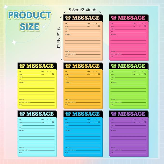 Eaasty Phone Message Pad Phone Message Sticky Notes 4 x 3. 4 Inch Bright Color - Image 2