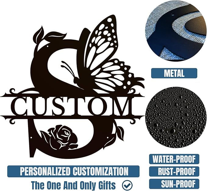 Personalized Custom Letter Name metal Signs, Custom Black Letter Monogram Wall - Image 6