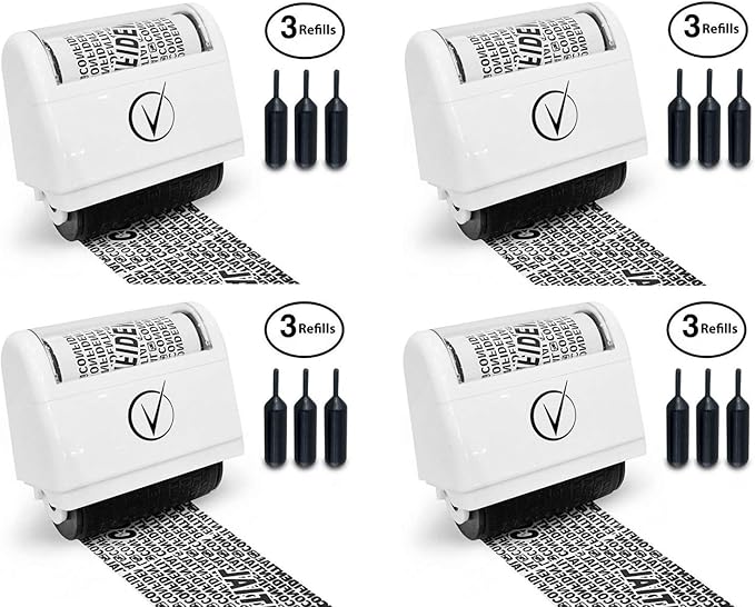 Vantamo Identity Protection Roller Stamps Wide Kit, Including 3-Pack Refills by Vantamo
