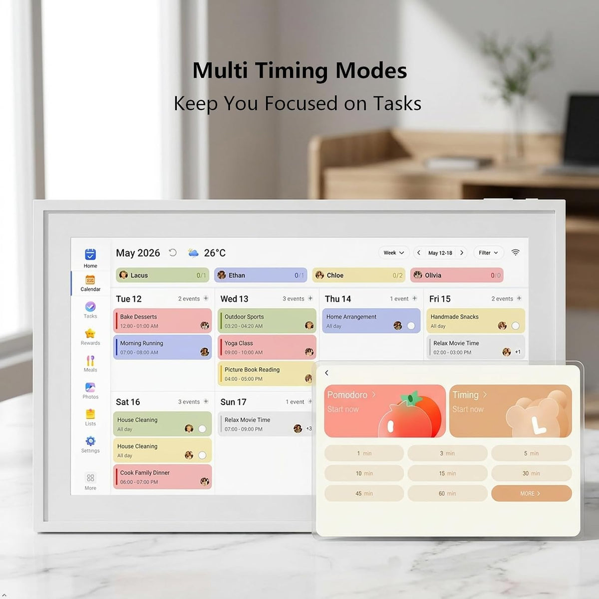 15.6" Digital Calendar Family Electronic Calendar & Chore Chart,Wall...