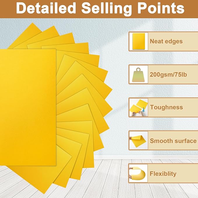 Silunkia 300 Sheets Yellow Cardstock 8.5 x 11 Crafting Paper, 75lb Thick Paper - Image 3
