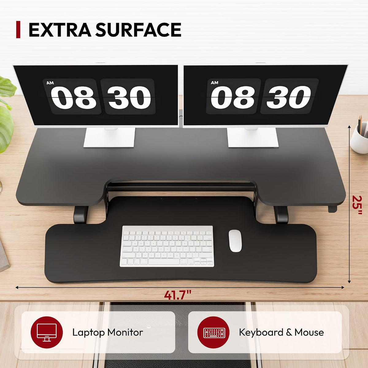 SANODESK 42" Extra Large Standing Desk Converter, Height Adjustable Sit ...